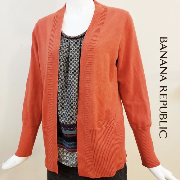 NWOT Banana Republic Orange Open Front Cardigan - Picture 1 of 5
